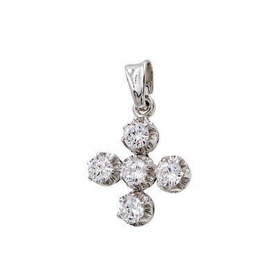 Κλασικός τετράγωνος Σταυρός από λευκόχρυσο 14 Καράτια με Ζιργκόν