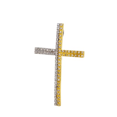 Μοντέρνος γυναικείος Σταύροςαπό χρυσό 18ct  με μπριγίαν