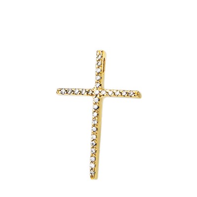 Γυναικείος μοντέρνος  Σταυρός από χρυσό 14 Καρατίων και ζιργκόν