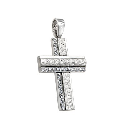 Σταυρός φτιαγμένος απο Λευκόχρυσο 14 καρατίων και Ζιργκόν 