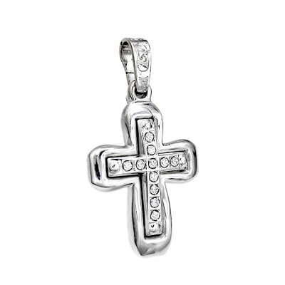 Σταυρός φτιαγμένος απο Λευκόχρυσο 14 καρατίων και Ζιργκόν 