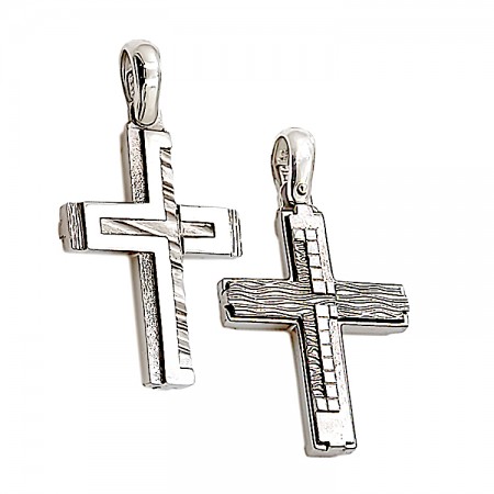 Ανδρικός σταυρός από λευκόχρυσο 14 καρατίων με ζιργκόν
