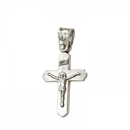 Λευκόχρυσος Σταυρός 14 Καρατίων με τον Εσταυρωμένο