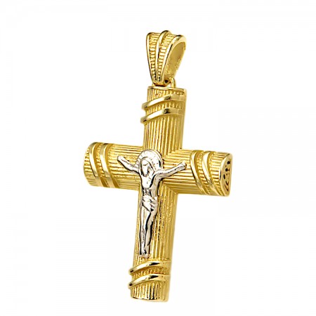 Σταυρός από κίτρινο και λευκό Χρυσό 14 καρατίων Σταυρός από κίτρινο και λευκό Χρυσό 14 καρατίων