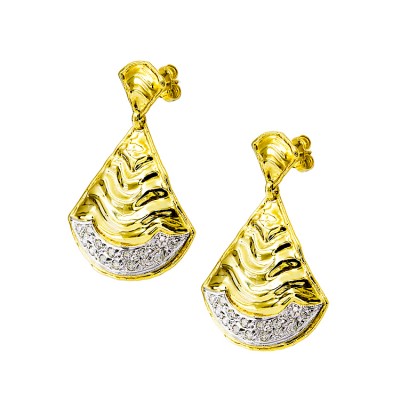  Κρεμαστά σκουλαρίκια φτιαγμένα από χρυσό 18 Καρατίων με  ζιργκόν
