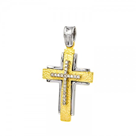Γυναικείος βαπτιστικός σταυρός 14 Καρατίων με ζιργκόν Γυναικείος βαπτιστικός σταυρός 14 Καρατίων με ζιργκόν