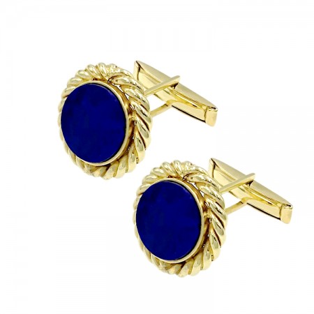 Μανικετόκουμπα από χρυσό 14Κ με πέτρες λάπις λάζουλι
