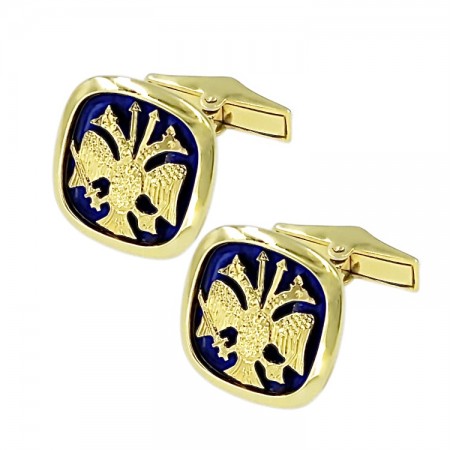  Τετράγωνα μανικετόκουμπα από χρυσό 18 Καράτια με τον δικέφαλο αετό