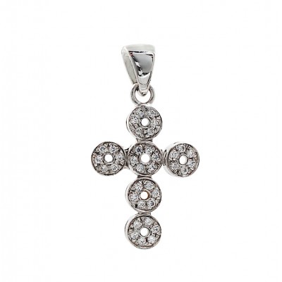 Γυναικείος λευκόχρυσος 14 Καράτια Σταυρός με Ζιργκόν.