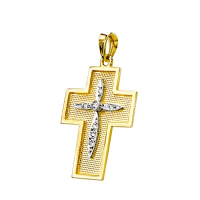 Γυναικείος Σταυρός από χρυσό 14 Καρατίων με ζιργκόν