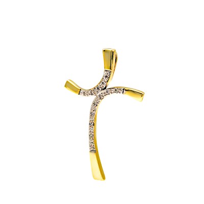 Γυναικείος μοντέρνος  Σταυρός από χρυσό 14 Καρατίων και ζιργκόν