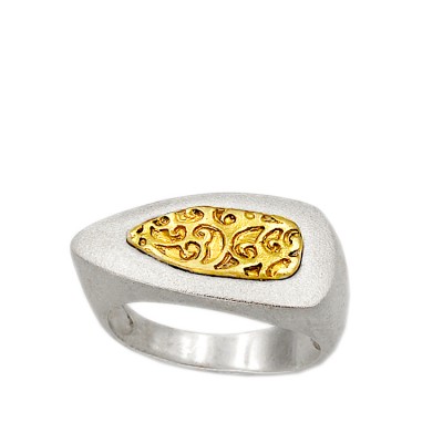 Δαχτυλίδι από σαγρέ ασήμι 925° και Χρυσό 18 καρατίων