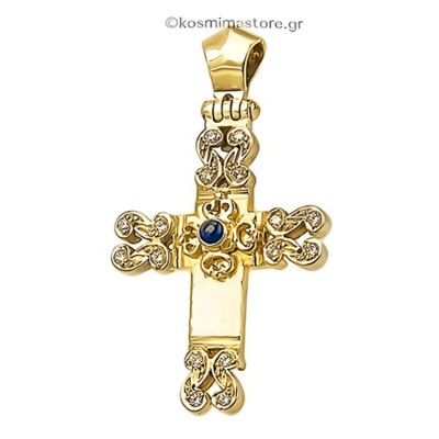 Γυναικείος Σταυρός από χρυσό 14 Καρατίων με ζιργκόν