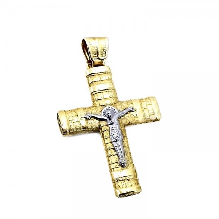 Σταυρός από κίτρινο καί λευκό Χρυσό 14 καρατίων Σταυρός από κίτρινο καί λευκό Χρυσό 14 καρατίων