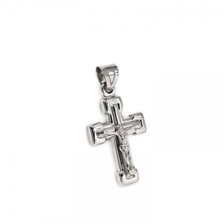 Λευκόχρυσος Σταυρός 14 Καρατίων με τον Εσταυρωμένο