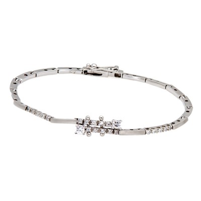 Μοντέρνο γυναικείο βραχιόλι από λευκόχρυσο 14 καράτια με ζιργκόν