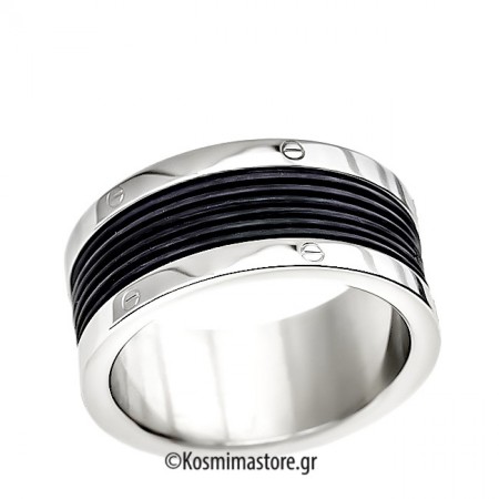 Δαχτυλίδι από Ατσάλι 316 με δέρμα