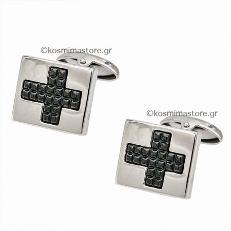 Μανικετόκουμπα με Σταυρό απο ανοξείδωτο Ατσάλι