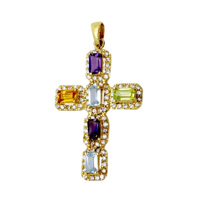 Γυναικείος Σταυρός από χρυσό 14 καράτια με ζιργκόν
